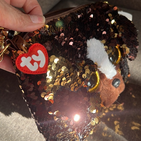TY ♥️FASHION BRUTUS The BULLDOG SEQUIN MINI PURSE NWT - Picture 10 of 11